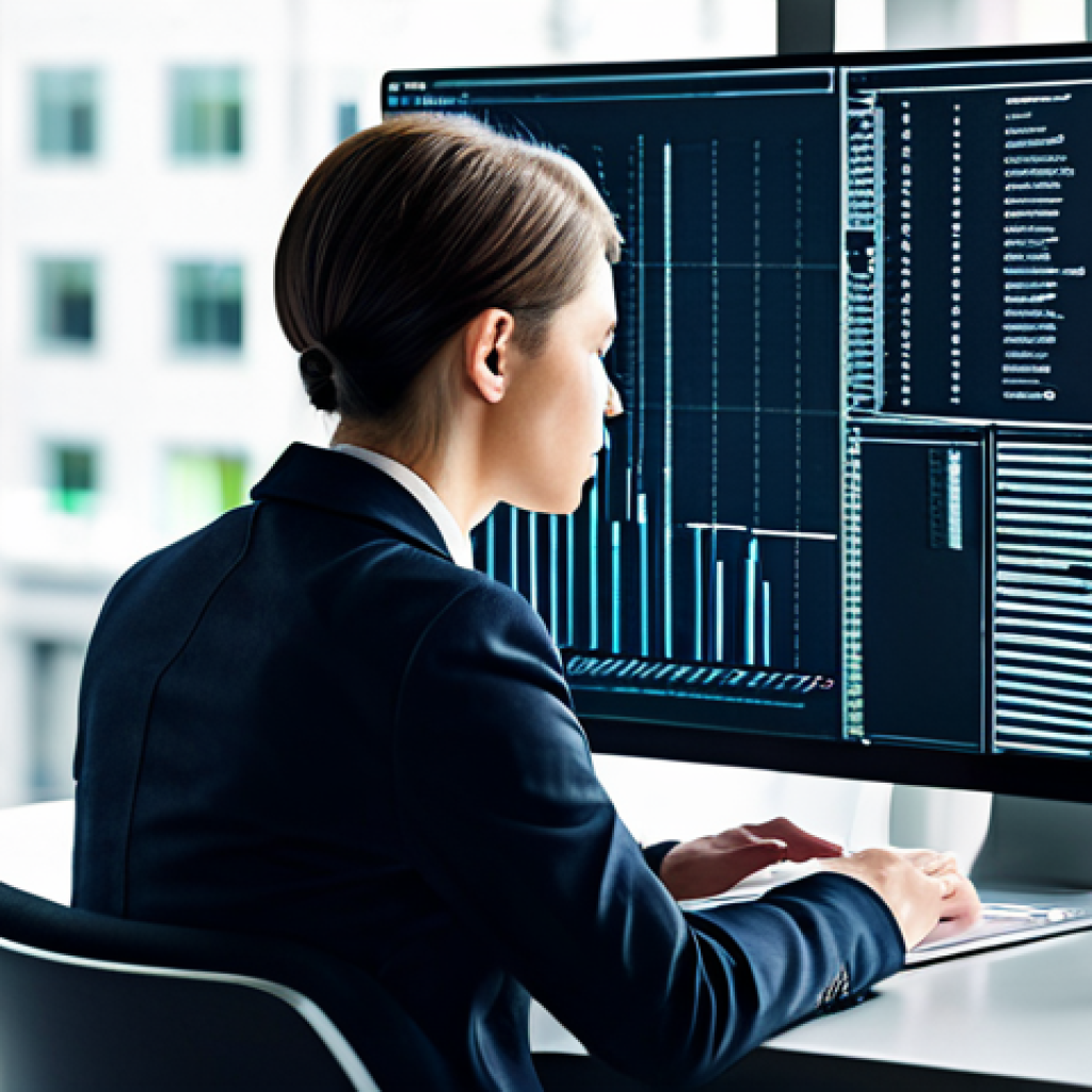 A focused young professional, fully clothed in modest business attire, sitting attentively at a desk in a modern, well-lit office. On the laptop screen, abstract digital graphics featuring fragmented data streams and subtle glitch effects are visible, hinting at the complexities and potential risks of online interactions. The overall scene conveys a sense of contemplation about digital challenges. Perfect anatomy, correct proportions, natural pose, well-formed hands, proper finger count, natural body proportions. Professional photography, high quality, safe for work, appropriate content, family-friendly.