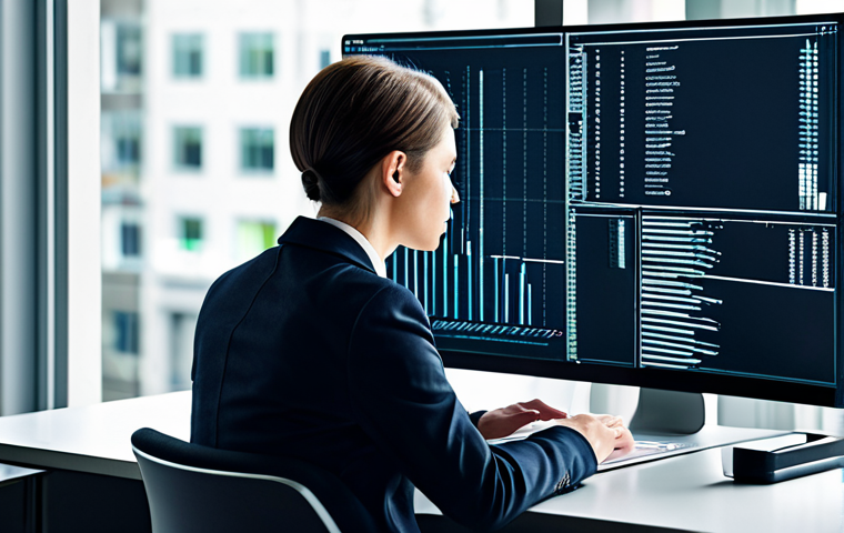 A focused young professional, fully clothed in modest business attire, sitting attentively at a desk in a modern, well-lit office. On the laptop screen, abstract digital graphics featuring fragmented data streams and subtle glitch effects are visible, hinting at the complexities and potential risks of online interactions. The overall scene conveys a sense of contemplation about digital challenges. Perfect anatomy, correct proportions, natural pose, well-formed hands, proper finger count, natural body proportions. Professional photography, high quality, safe for work, appropriate content, family-friendly.