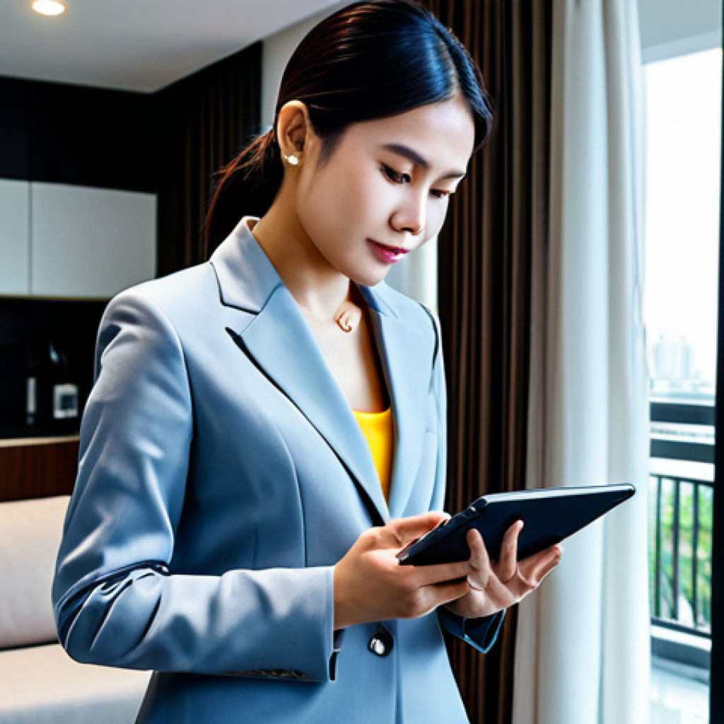 **
"A Thai woman, fully clothed in a professional business suit, confidently shopping online using a tablet. Background shows a modern Bangkok apartment. Safe for work, appropriate content, professional, modest, perfect anatomy, correct proportions, well-formed hands, natural pose, high quality."
**