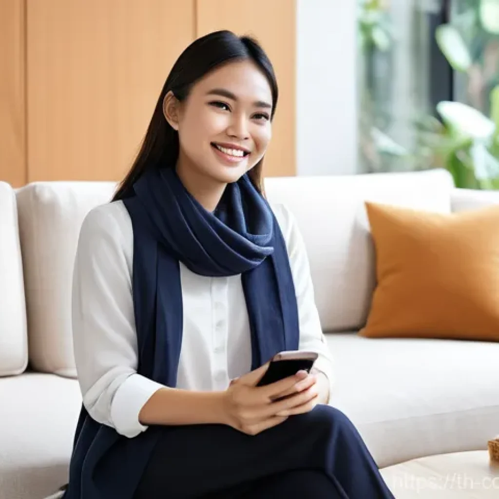 소비자 행동 분석을 통한 시장 변화 탐구 - Digital Lifestyle and Online Shopping in a Modern Thai Home**
A young, elegant Thai woman in her...