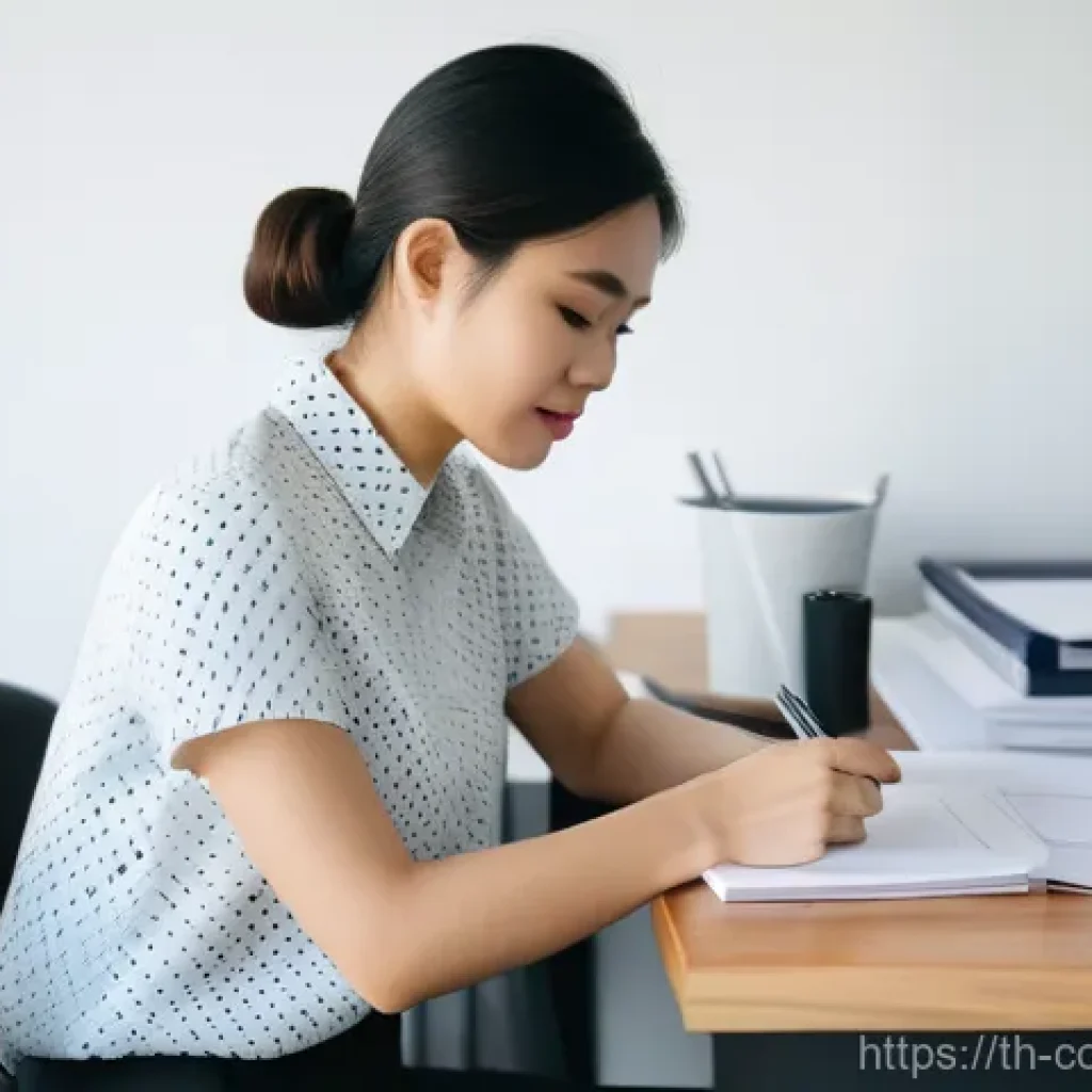소비자분쟁 해결을 위한 협상 기술 - **Prompt:** A determined and organized young Thai woman, in her late 20s, sits at a modern wooden de...