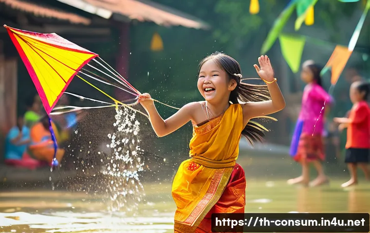 소비자 행동 데이터 시각화 도구 - **Prompt:** A young Thai girl (approximately 10 years old) wearing a traditional Thai dress, playing...