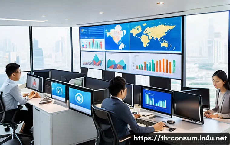 소비자 행동 데이터를 활용한 글로벌 혁신 전략 - A modern Thai office environment featuring diverse professionals analyzing consumer behavior data on...