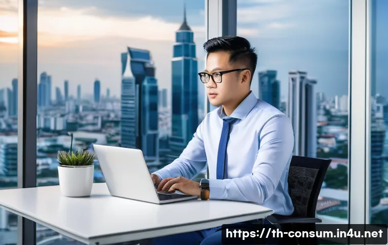소비자전문기술사의 연봉 현황과 전망 - A professional Thai technical expert working in a modern office environment in Bangkok, wearing busi...