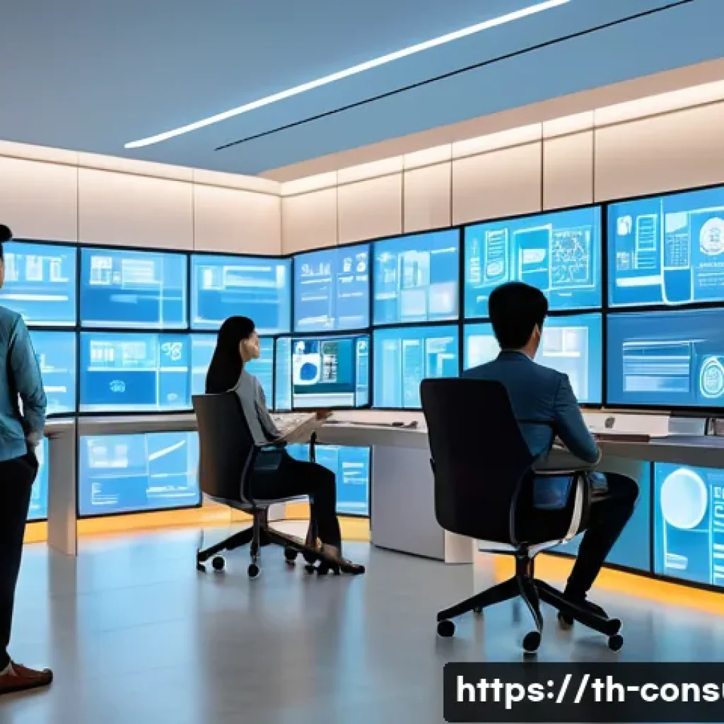 소비자 보호 관련 연구와 미래 방향 - A modern Thai digital consumer protection office scene showing diverse professionals analyzing big d...