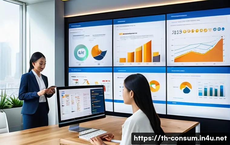 소비자 행동 데이터 활용과 비즈니스 성공 사례 - A modern Thai e-commerce office environment showing diverse professionals analyzing consumer behavio...