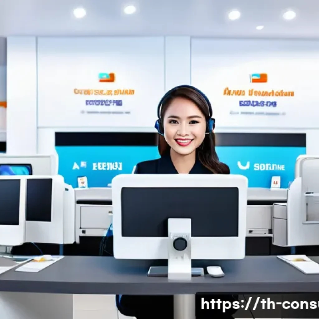 소비자중심 경영의 주요 성공 요인과 사례 연구와 분석 - A modern Thai e-commerce customer service center with a diverse team actively engaging through multi...