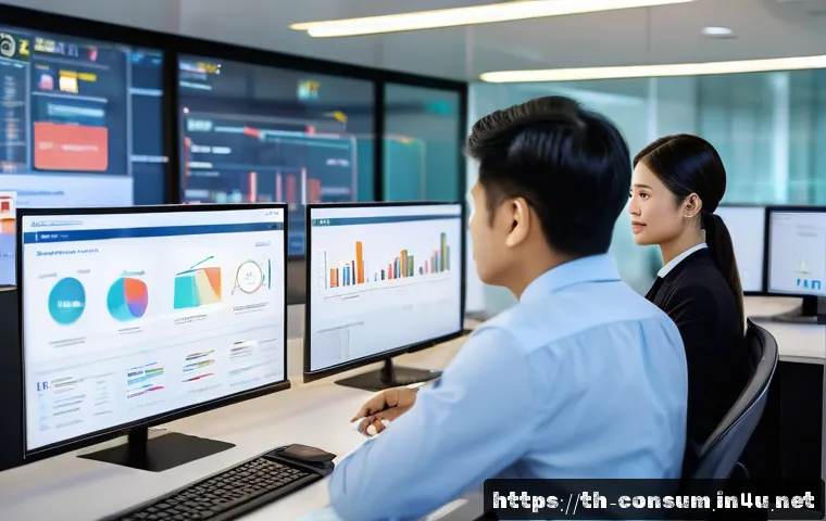 소비자 보호와 관련된 주요 연구 논문과 사례 연구와 분석 - A modern digital consumer protection office scene in Thailand, showcasing diverse professionals anal...