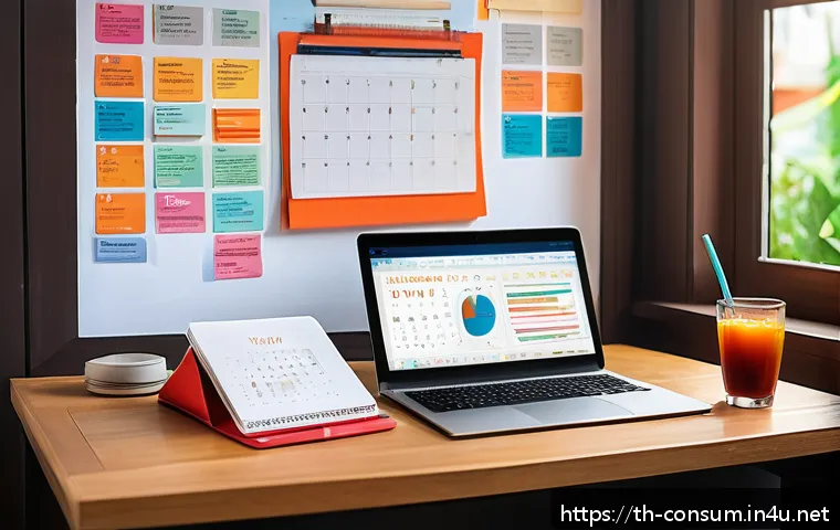 소비자전문기술사 시험 주제별 요약 - A detailed and vibrant digital illustration of a Thai student’s study desk in a modern room, featuri...