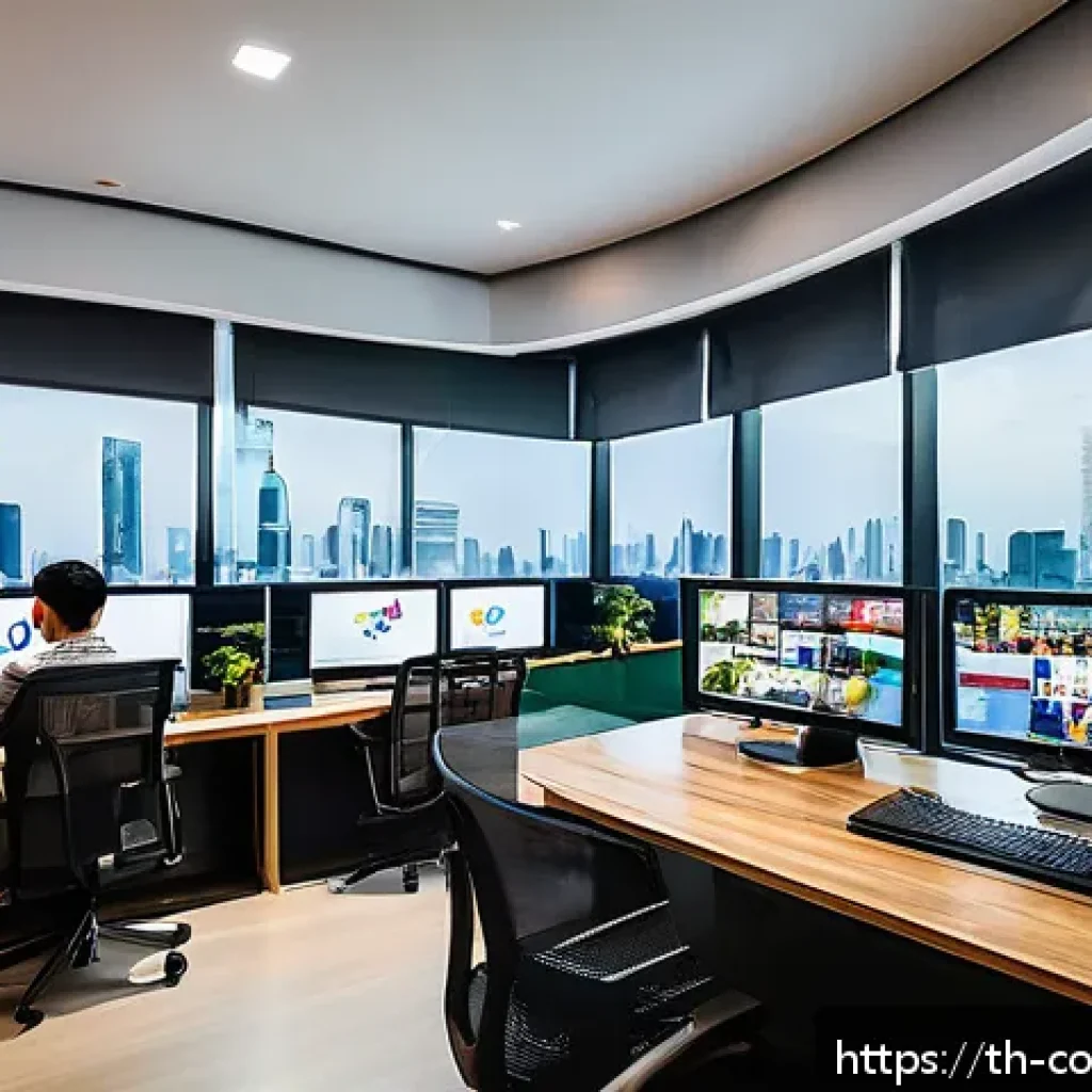 소비자 행동 분석 툴과 사례 비교 - A modern Thai digital marketing office scene with a diverse team of professionals analyzing real-tim...