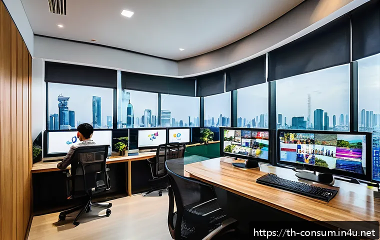 소비자 행동 분석 툴과 사례 비교 - A modern Thai digital marketing office scene with a diverse team of professionals analyzing real-tim...