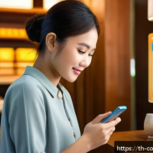 Home 33 소비자 보호와 관련된 사례 및 법적 이슈 - A detailed scene of a young Thai consumer carefully reviewing an online shopping app on a smartphone...