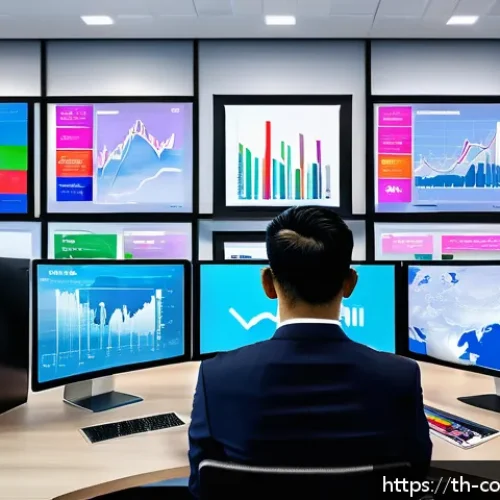 Home 30 소비자 행동 데이터를 활용한 성공적인 시장 전략 - A modern Thai marketing office scene showing diverse professionals analyzing colorful digital dashbo...