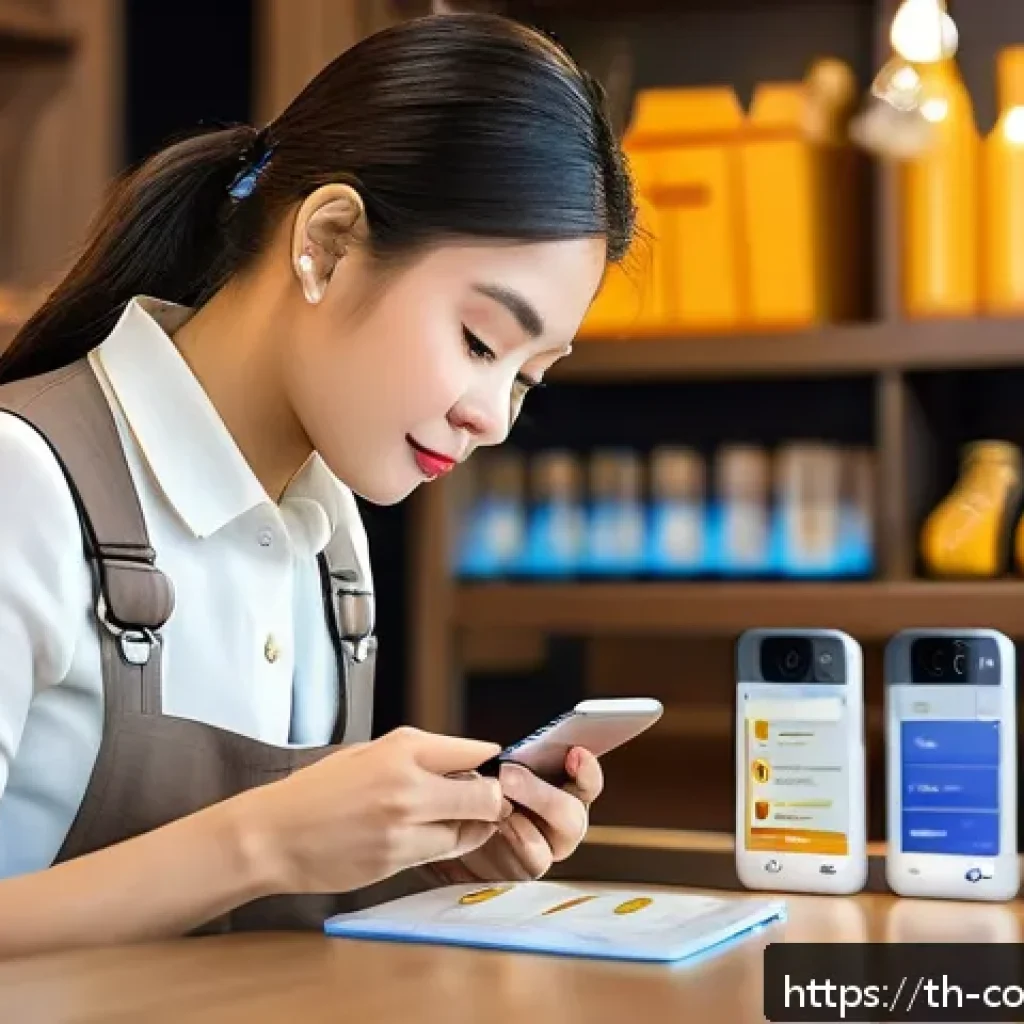 소비자 보호와 관련된 주요 이슈 분석 - A detailed scene of a Thai online shopper carefully reading product reviews on a smartphone, with mu...